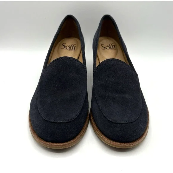 SOFFT Cassia Heel Women's Size 7.5 M Navy Suede Leather Loafer Comfort Shoe - Picture 2 of 8